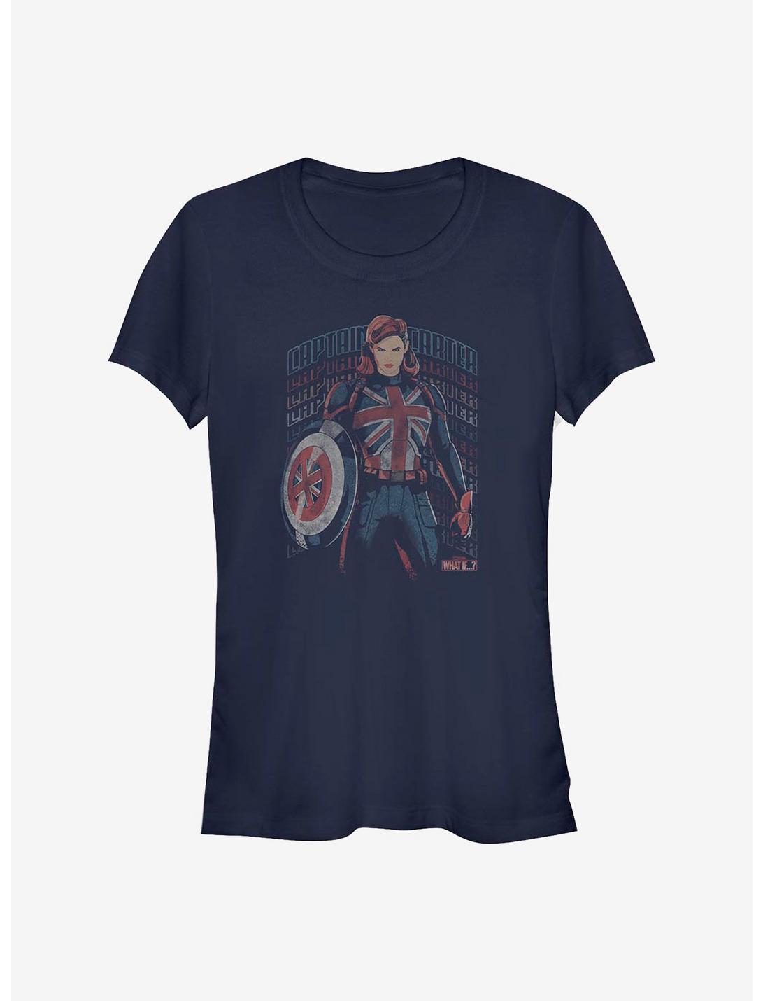 Marvel What If...? The Hydra Stomper Captain Carter Girls T-Shirt, NAVY, hi-res