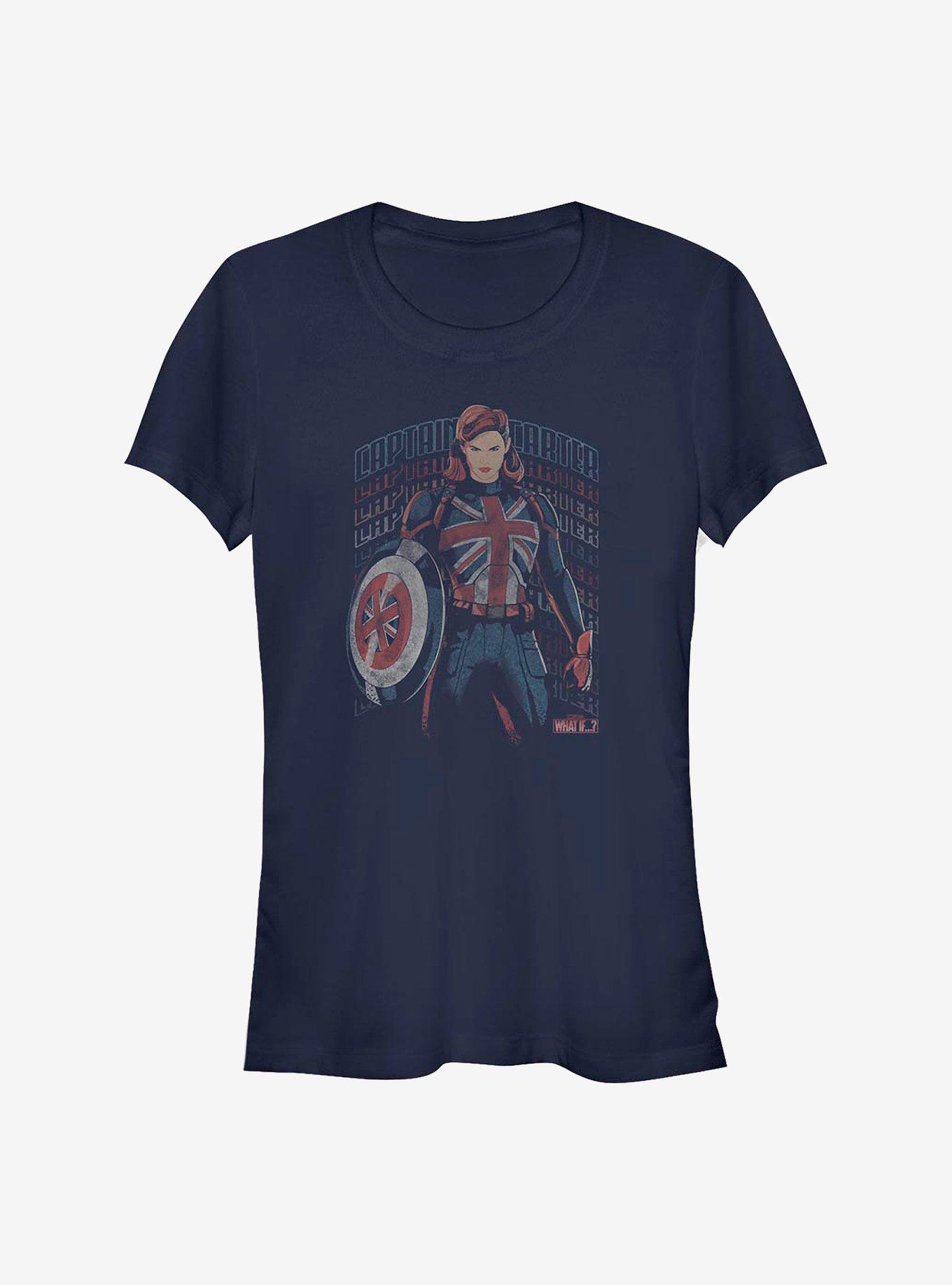 Marvel What If...? The Hydra Stomper Captain Carter Girls T-Shirt, NAVY, hi-res