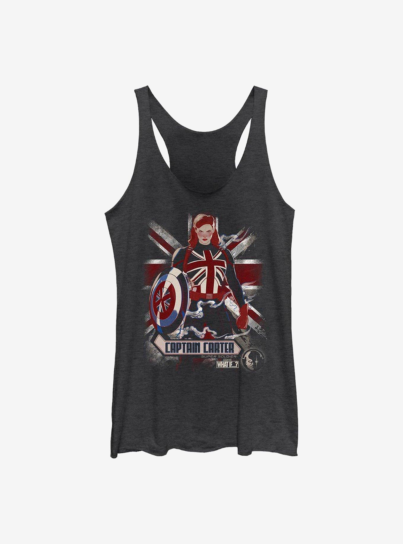 Marvel What If...? Captain Carter Flag Girls Tank, BLK HTR, hi-res