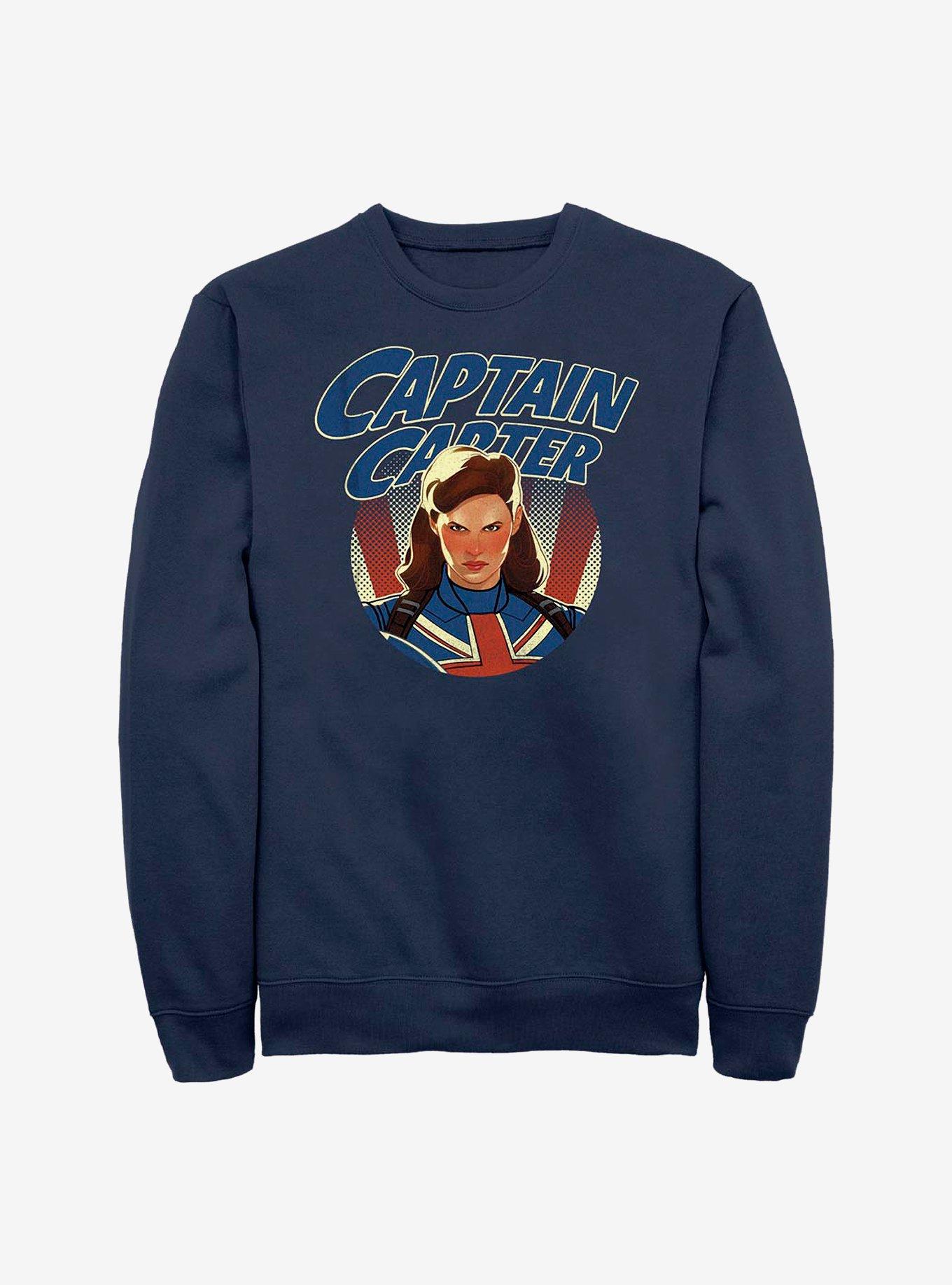 Marvel What If...? Captain Carter Fierce Crew Sweatshirt, NAVY, hi-res