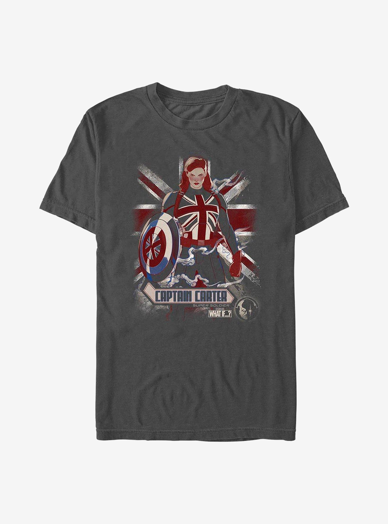 Marvel What If...? Captain Carter Flag T-Shirt, CHARCOAL, hi-res