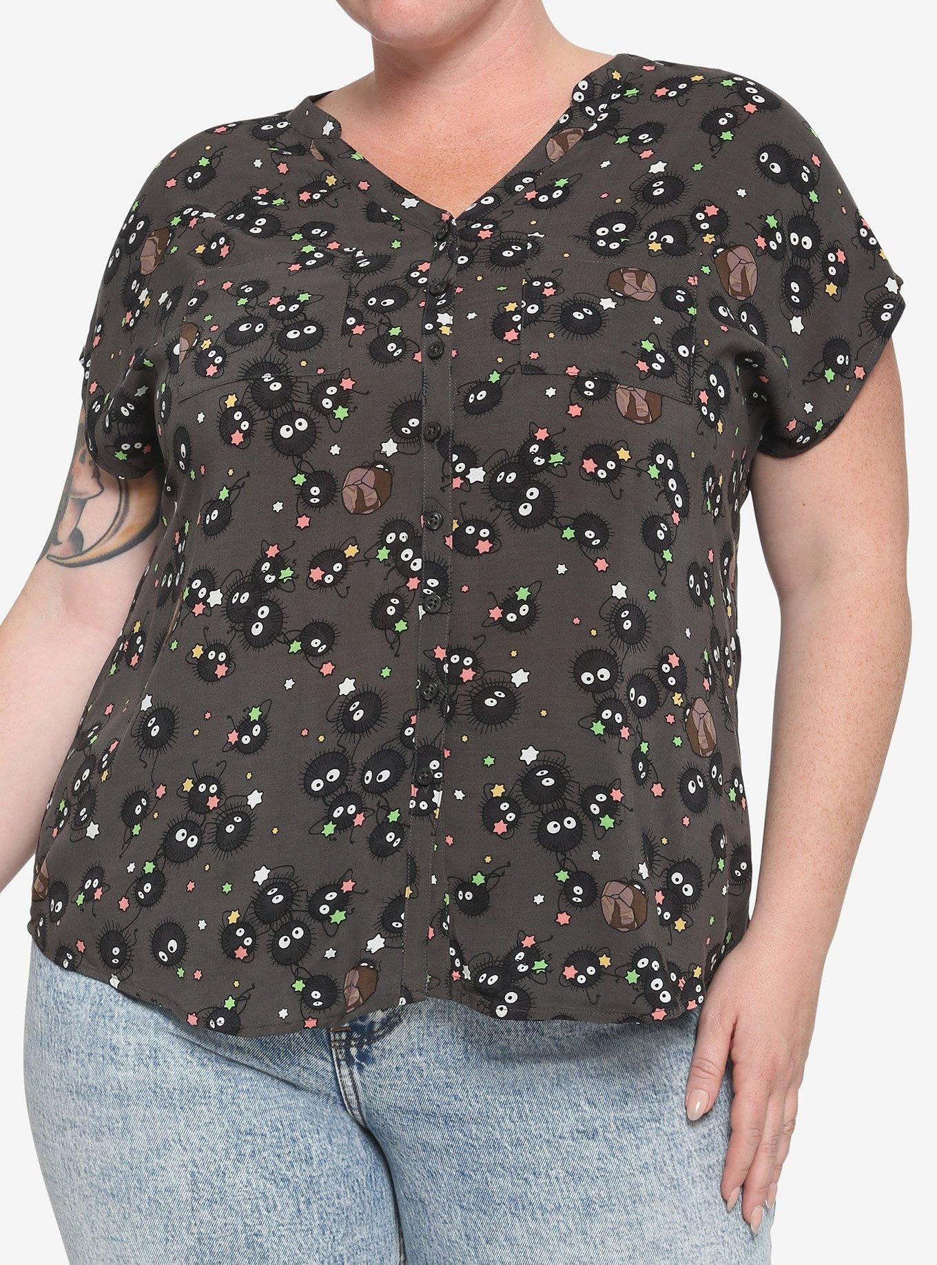 Studio Ghibli Spirited Away Soot Sprites Girls Woven Button-Up Plus Size, MULTI, hi-res