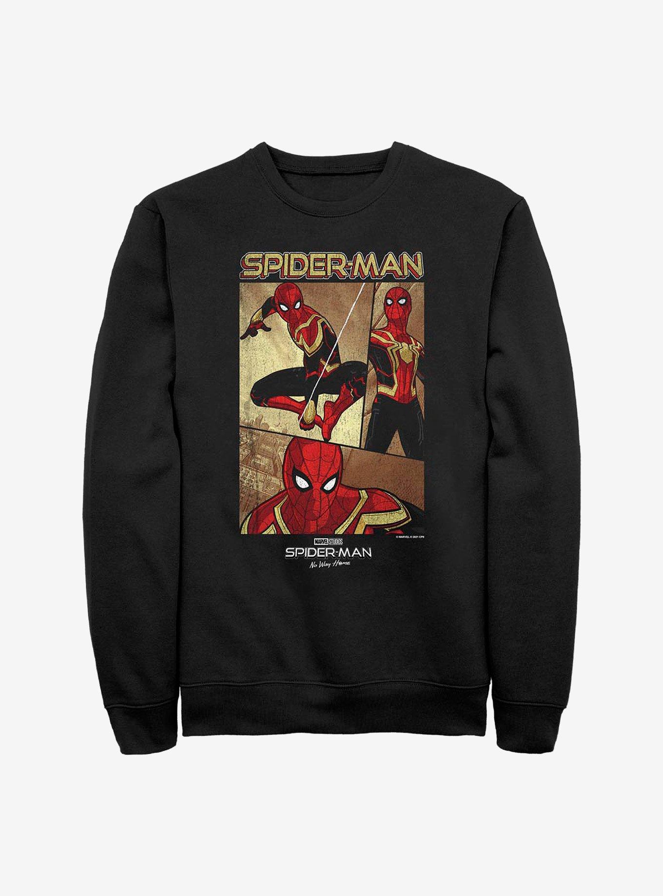 Marvel Spider-Man: No Way Home Three Panel Spidey Crew Sweatshirt, BLACK, hi-res
