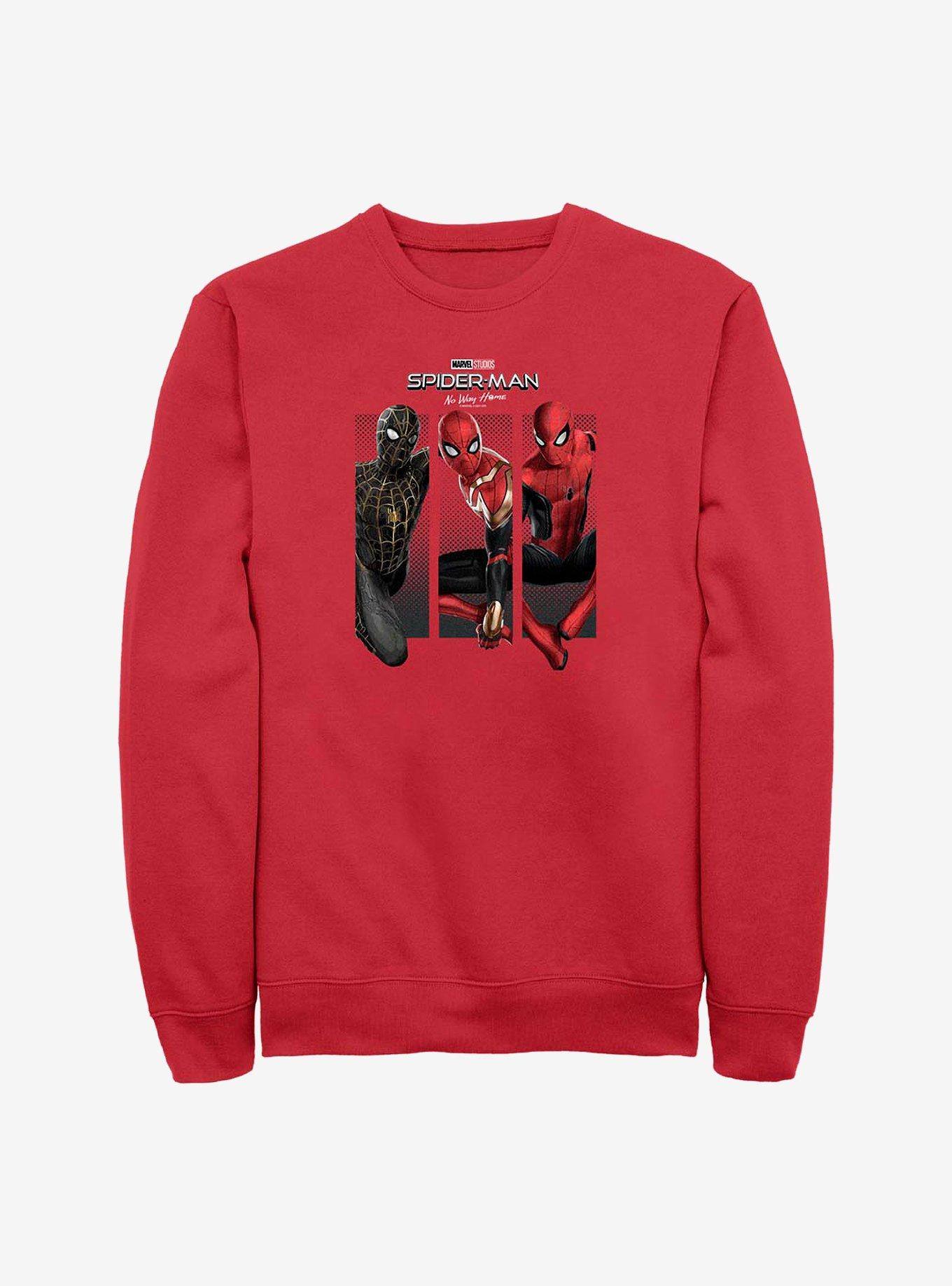 Marvel Spider-Man: No Way Home Three Poses Crew Sweatshirt, RED, hi-res