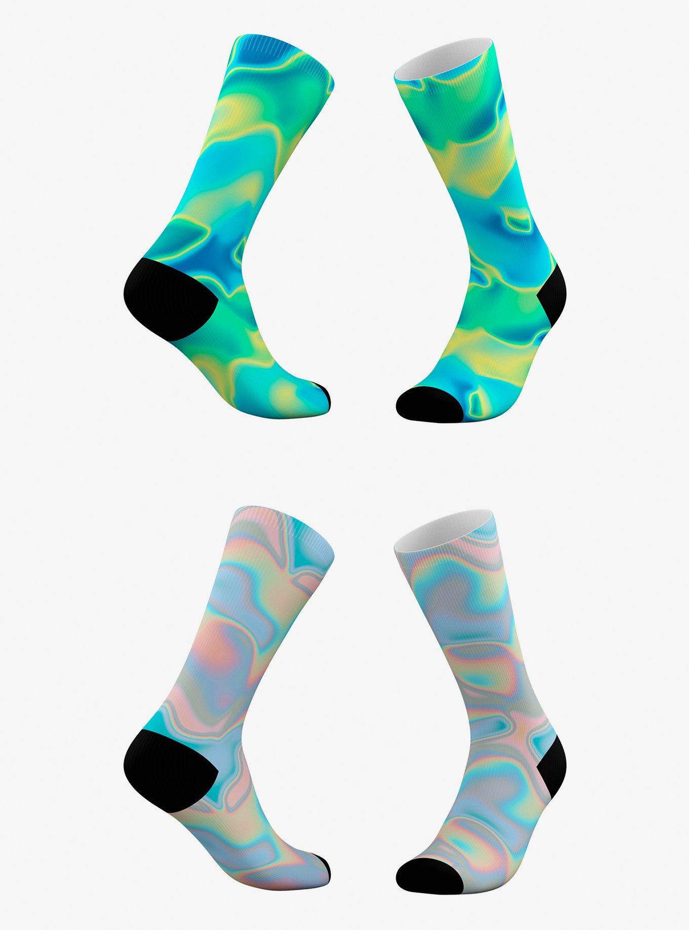 Aurora Borealis And Oil Slick Hologram Socks 2 Pack, , hi-res