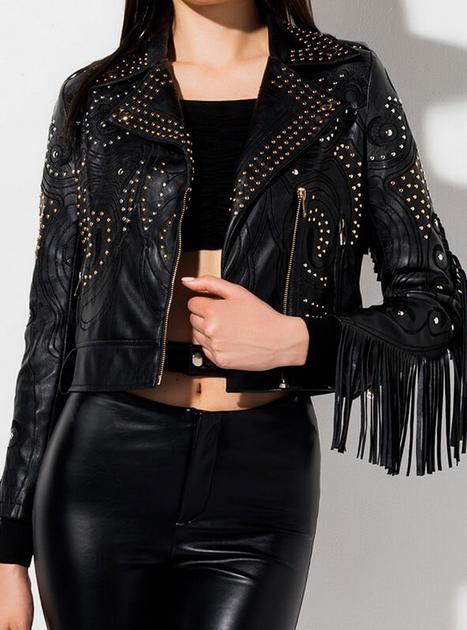 Azalea Wang Add A Little Spice Fringe Faux Leather Jacket