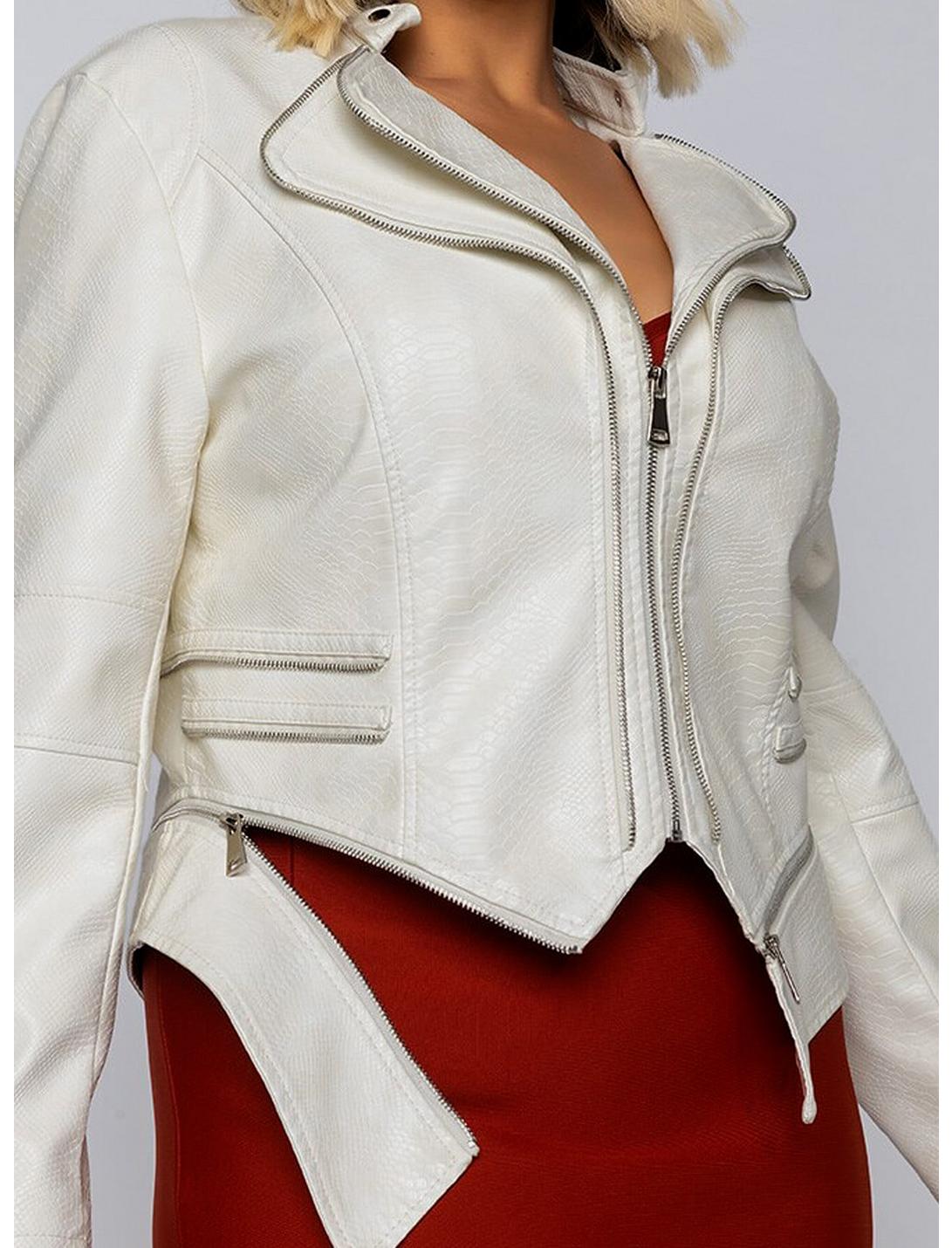 Azalea Wang Two Is Better Than One Leather Jacket Plus Size, WHITE, hi-res