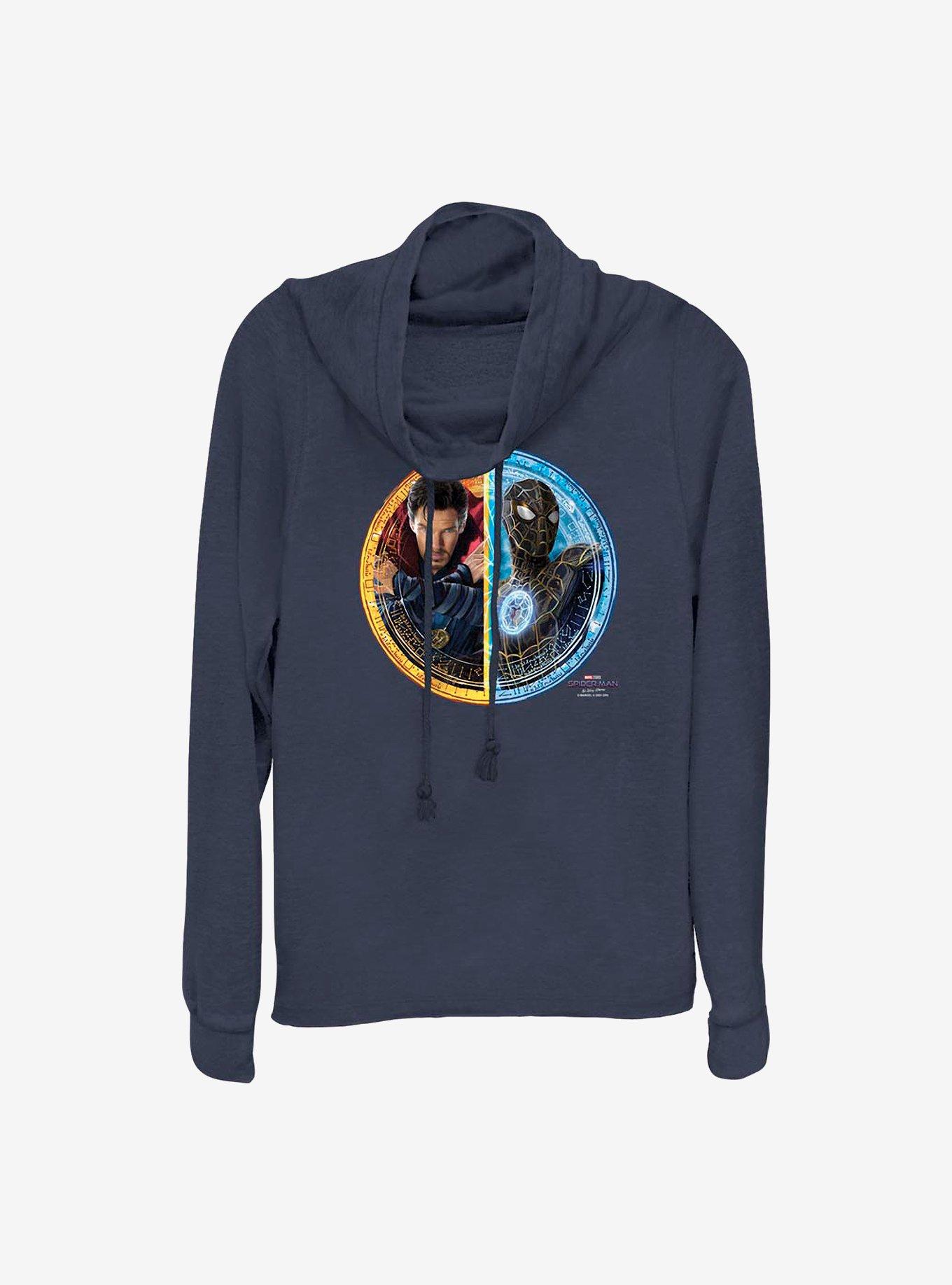 Marvel Spider-Man: No Way Home Cowlneck Long-Sleeve Girls Top, NAVY, hi-res