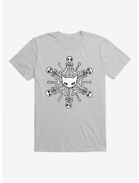 Emily The Strange Skull Cat Snowflake T-Shirt, HEATHER GREY, hi-res