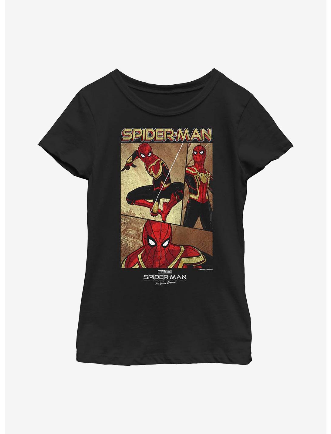 Marvel Spider-Man: No Way Home Three Panel Spidey Youth Girls T-Shirt, BLACK, hi-res