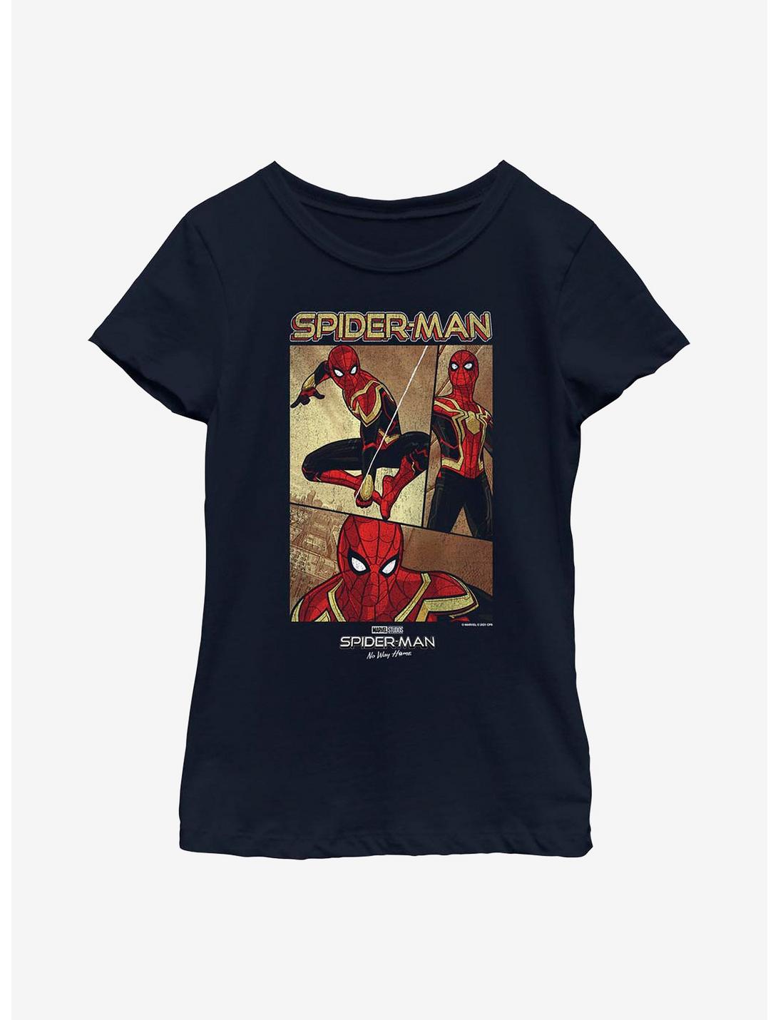 Marvel Spider-Man: No Way Home Three Panel Spidey Youth Girls T-Shirt, NAVY, hi-res