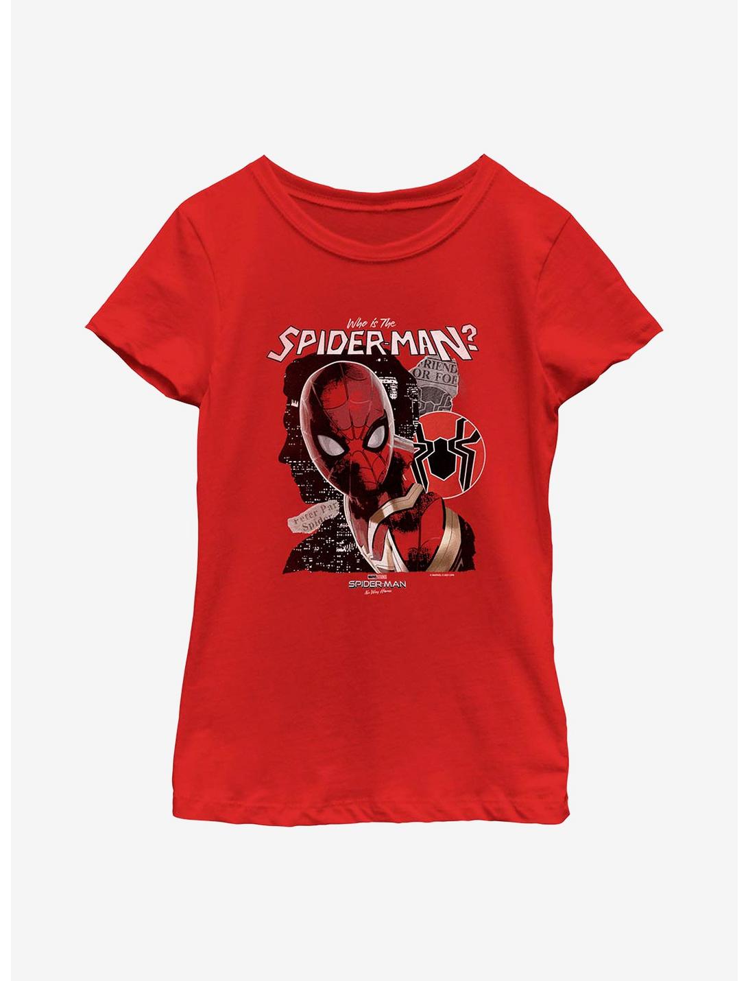 Marvel Spider-Man: No Way Home Unmasked Man Youth Girls T-Shirt, RED, hi-res