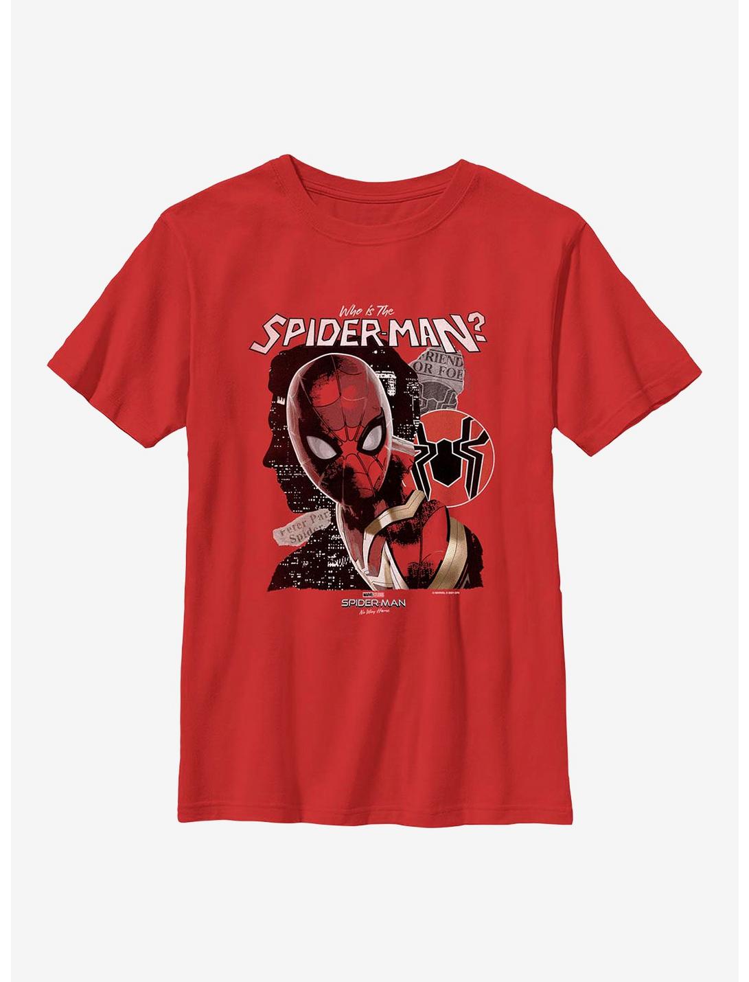 Marvel Spider-Man: No Way Home Unmasked Man Youth T-Shirt, RED, hi-res
