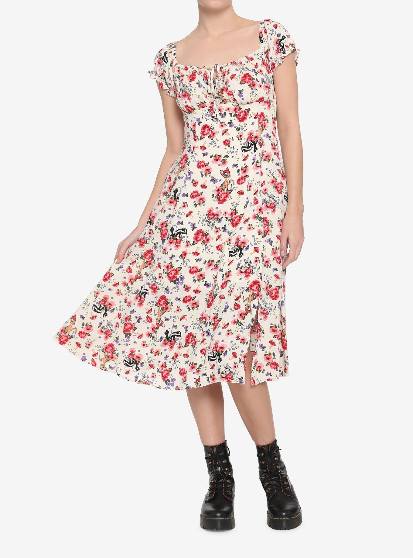 Disney Bambi Floral Puff Sleeve Dress, MULTI, hi-res