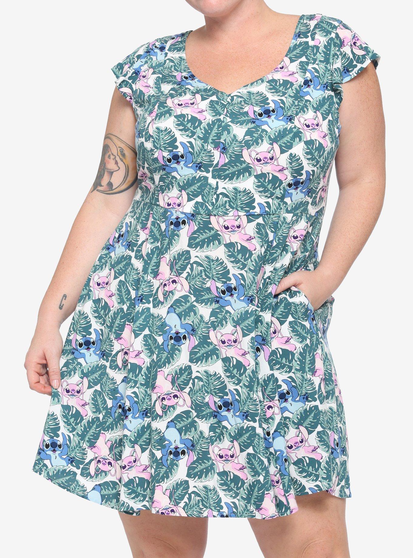 Disney Lilo & Stitch Flutter Sleeve Dress Plus Size, MULTI, hi-res