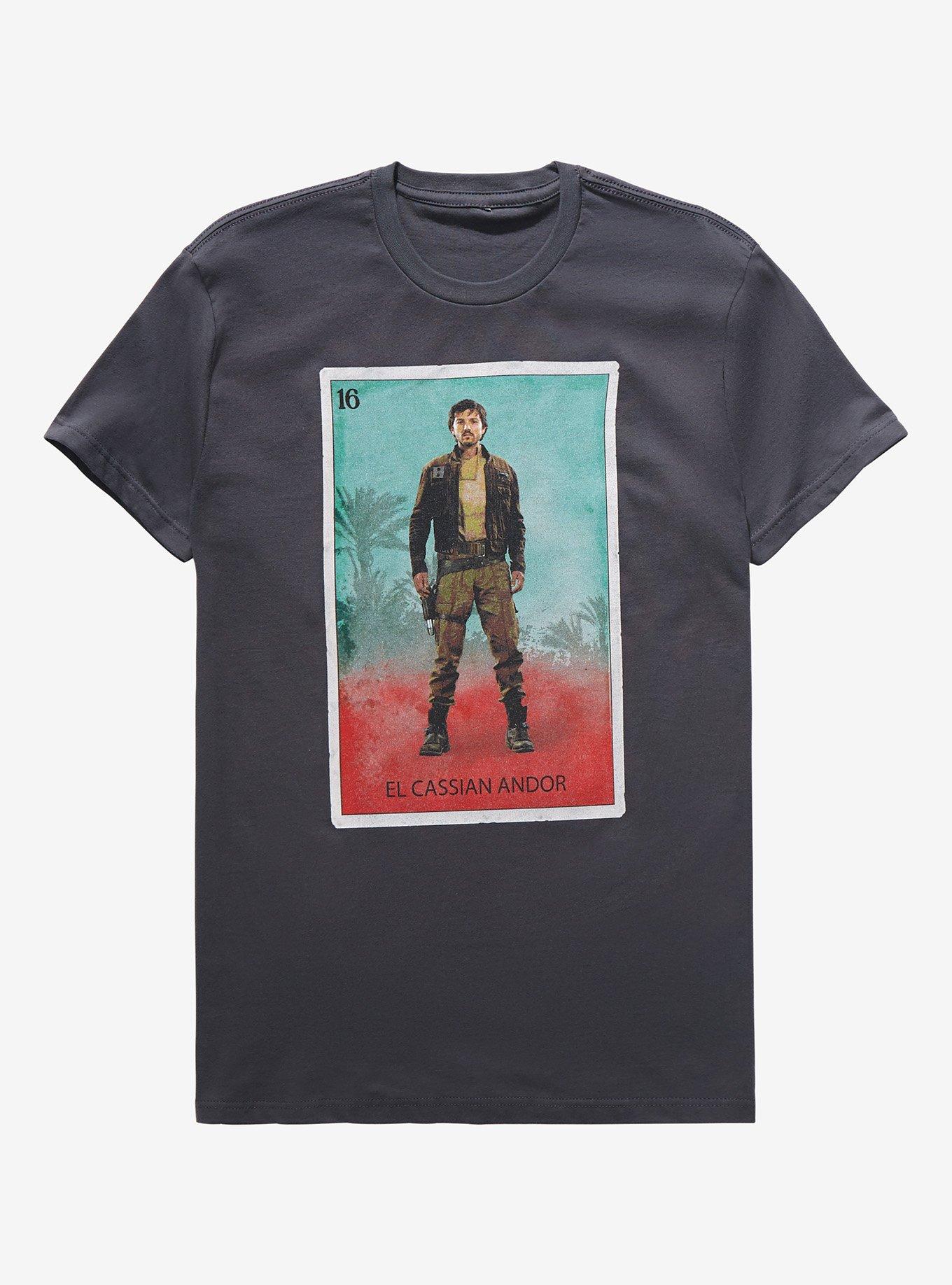 Star Wars: Rogue One Cassian Andor Mexican Lottery Card T-Shirt - BoxLunch Exclusive, DARK GREY, hi-res
