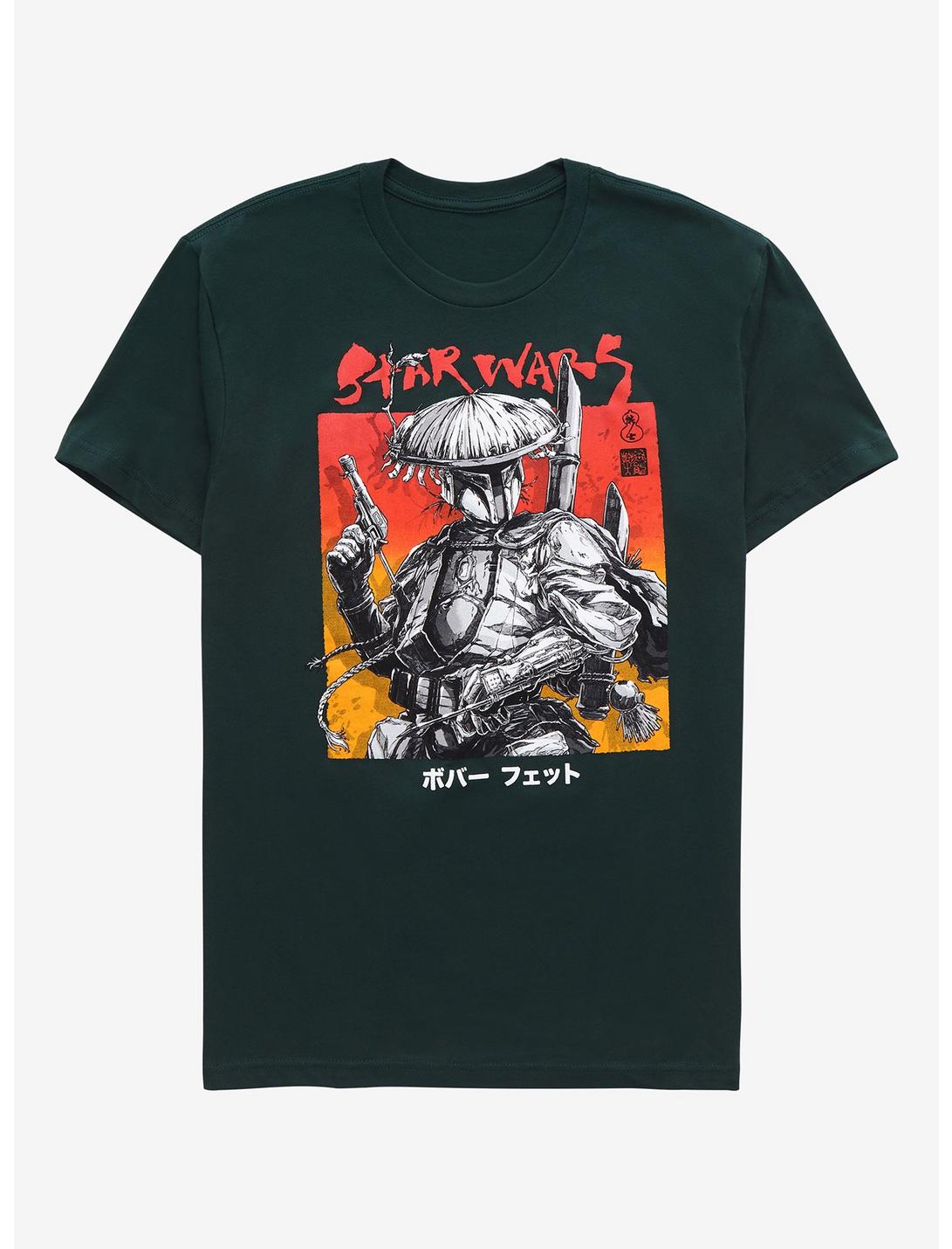 Star Wars Boba Fett Katakana T-Shirt - BoxLunch Exclusive, DARK GREEN, hi-res