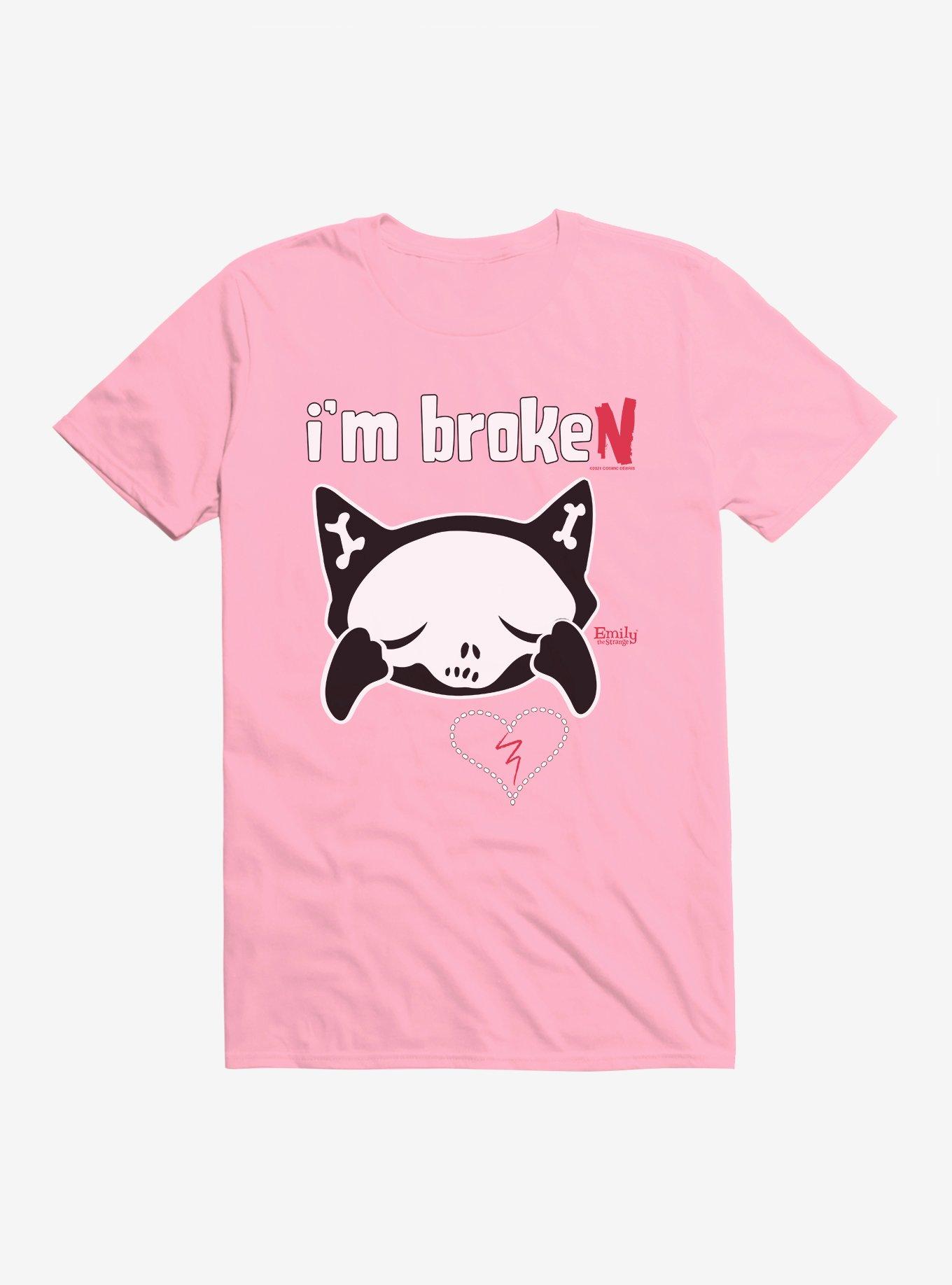 Emily The Strange Broken-Hearted T-Shirt, CHARITY PINK, hi-res