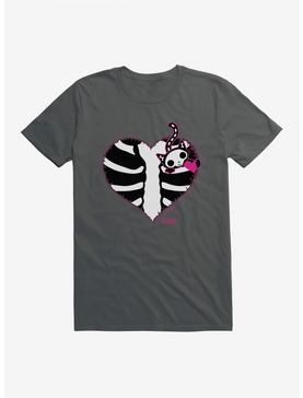 Emily The Strange Cat Heart T-Shirt, CHARCOAL, hi-res