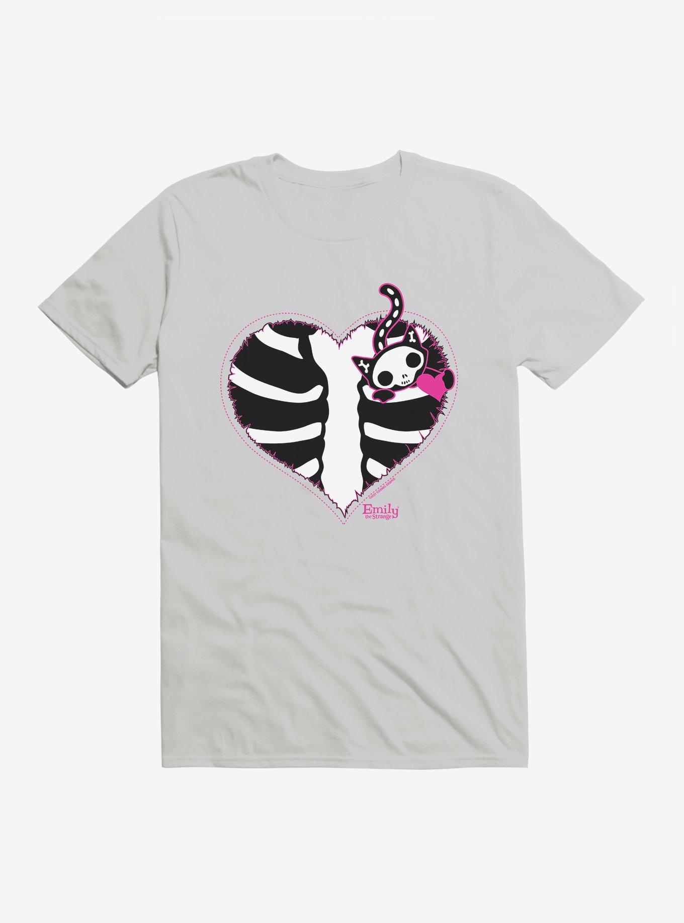 Emily The Strange Cat Heart T-Shirt, , hi-res