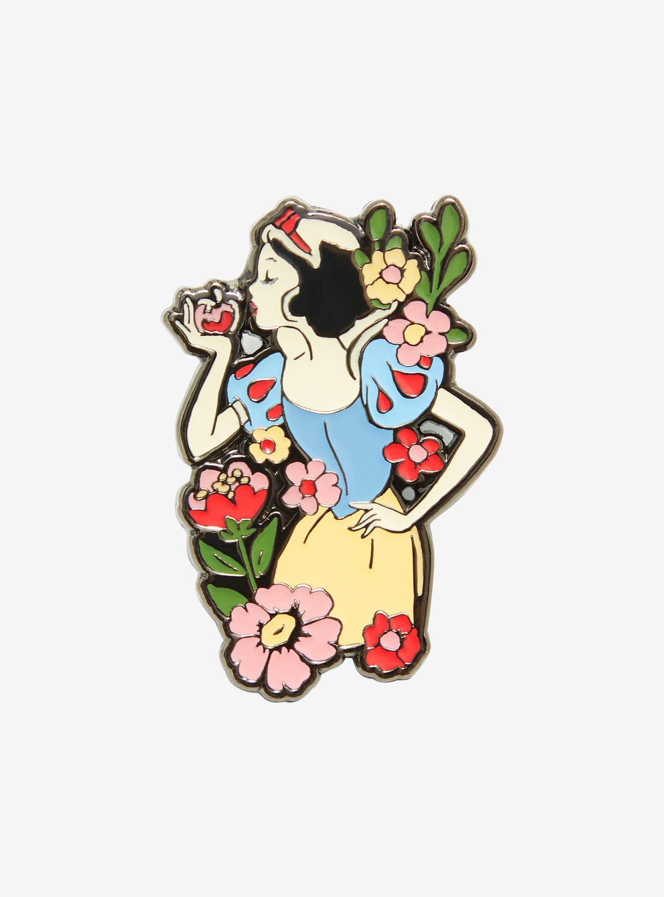 Loungefly Disney Princess Snow White & Apple Floral Enamel Pin - BoxLunch Exclusive, , hi-res