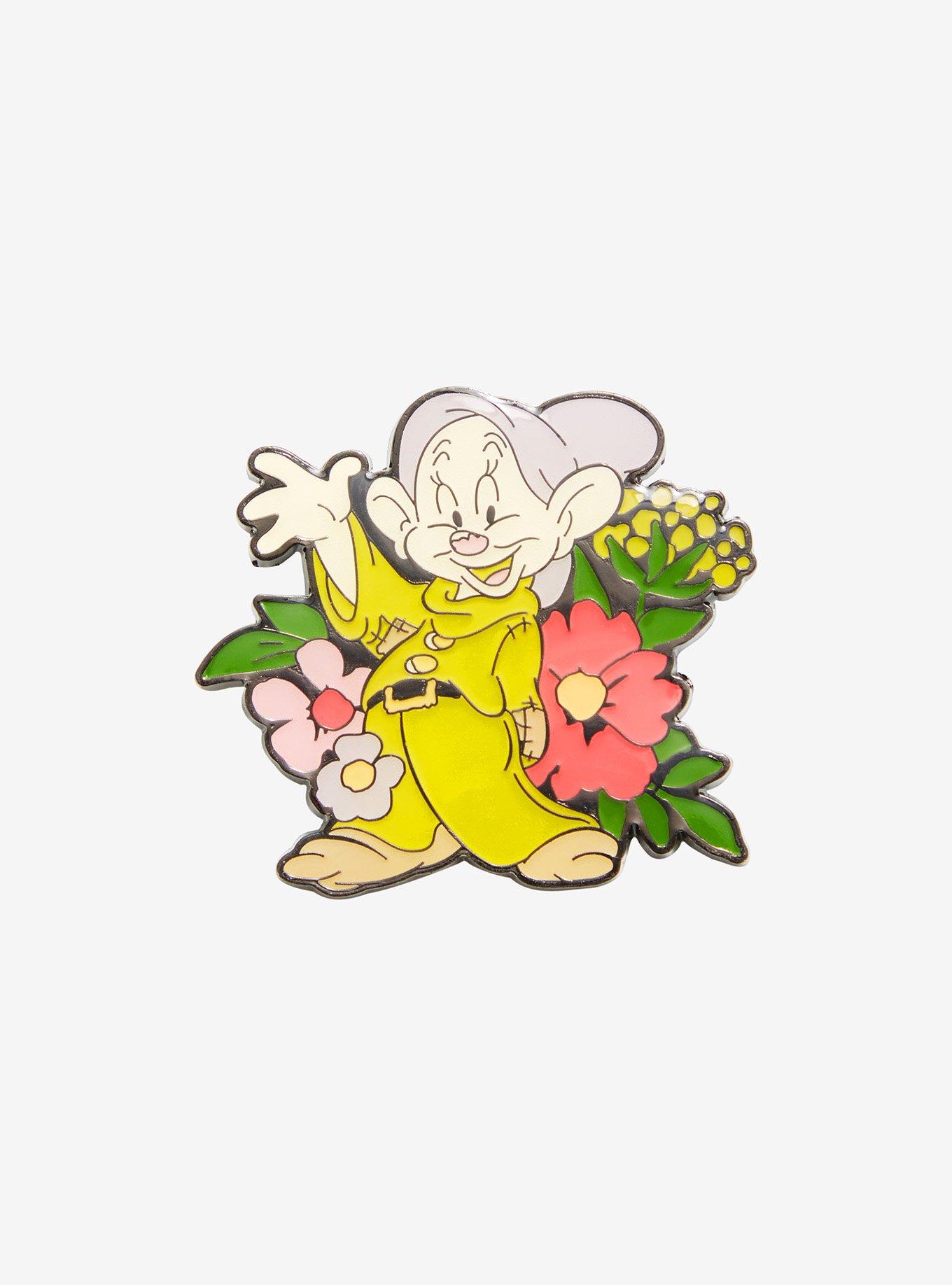 Loungefly Disney Snow White and the Seven Dwarfs Dopey Floral Enamel Pin - BoxLunch Exclusive, , hi-res