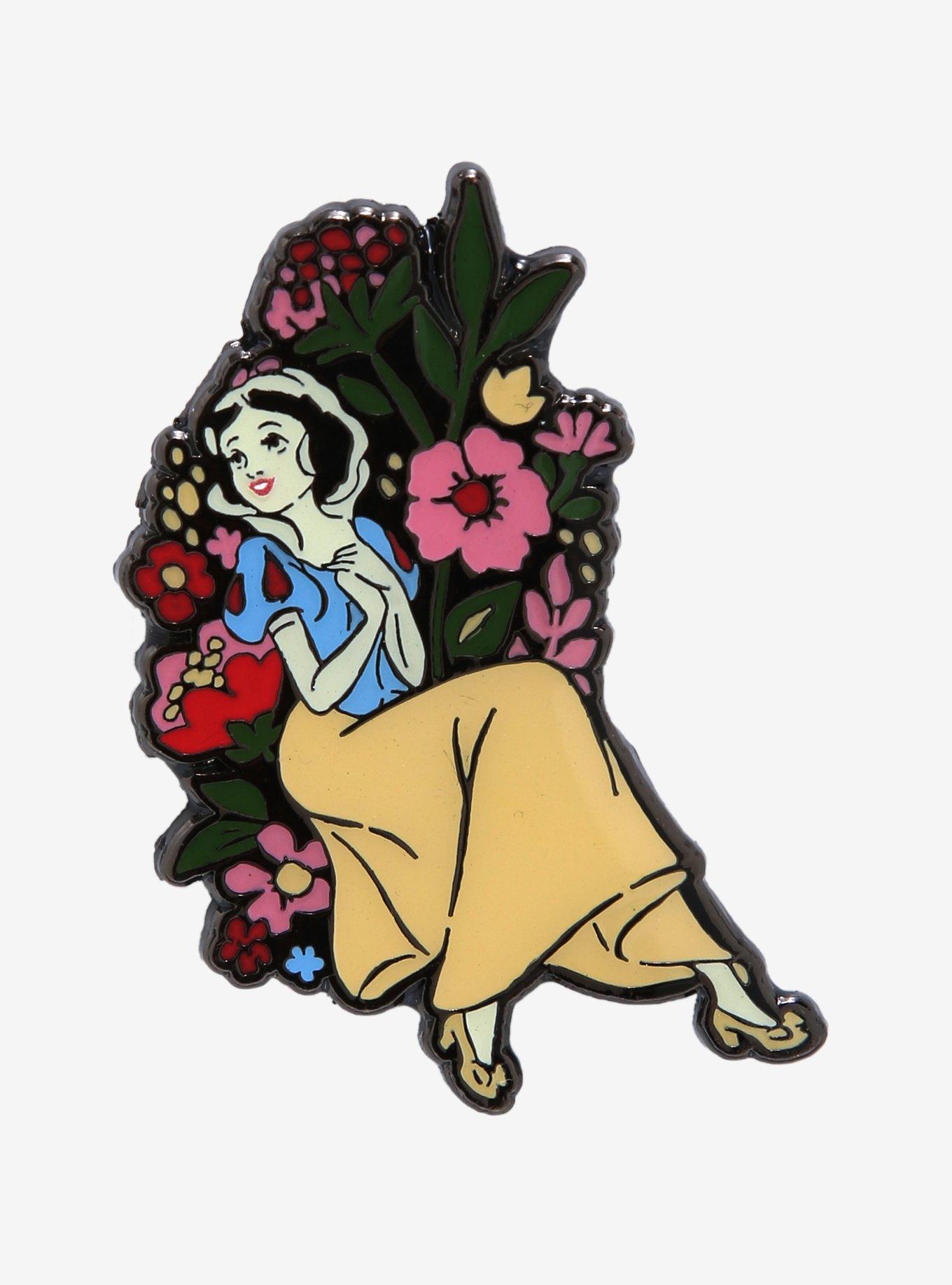 Loungefly Disney Princess Snow White Seated Floral Enamel Pin - BoxLunch Exclusive, , hi-res