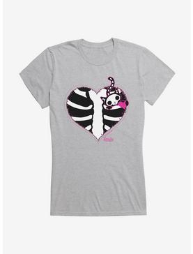 Emily The Strange Cat Heart Girls T-Shirt, HEATHER, hi-res