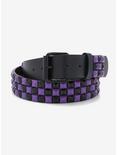 Black & Purple Three Row Pyramid Stud Belt, PURPLE, hi-res