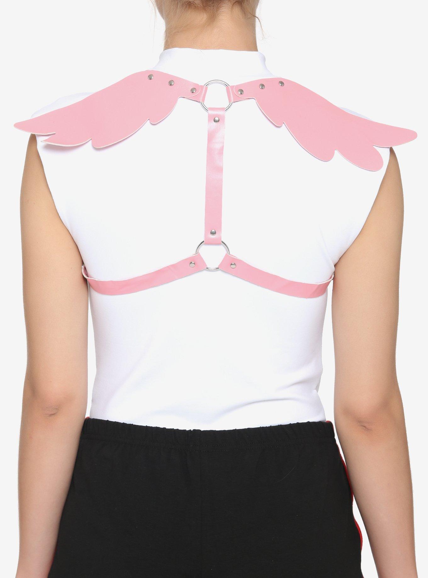 Pink Faux Leather Angel Wing Harness, , hi-res
