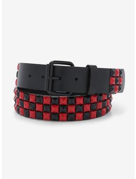 Black & Red Three Row Pyramid Belt, , hi-res