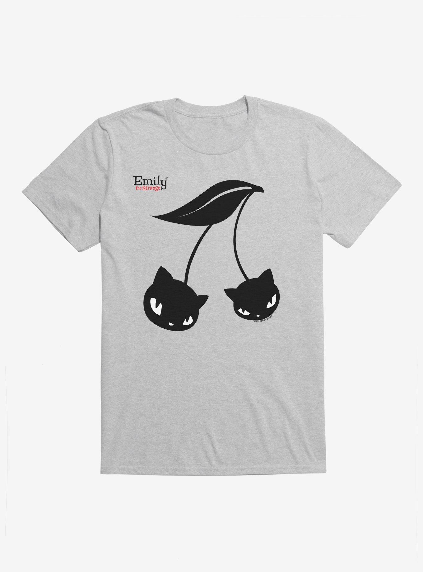 Emily The Strange Black Cherry Cats T-Shirt, HEATHER, hi-res