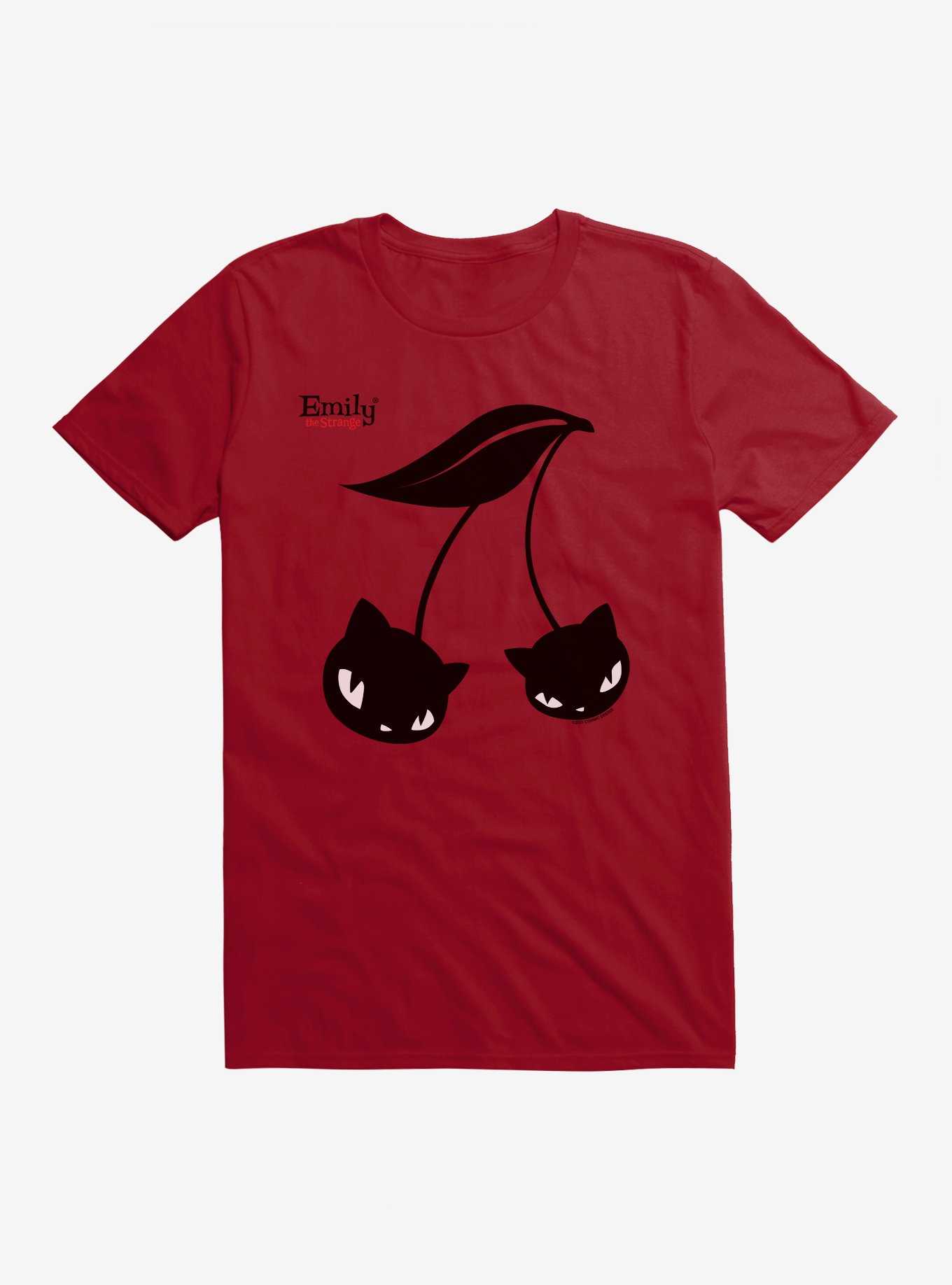 Emily The Strange Black Cherry Cats T-Shirt, , hi-res