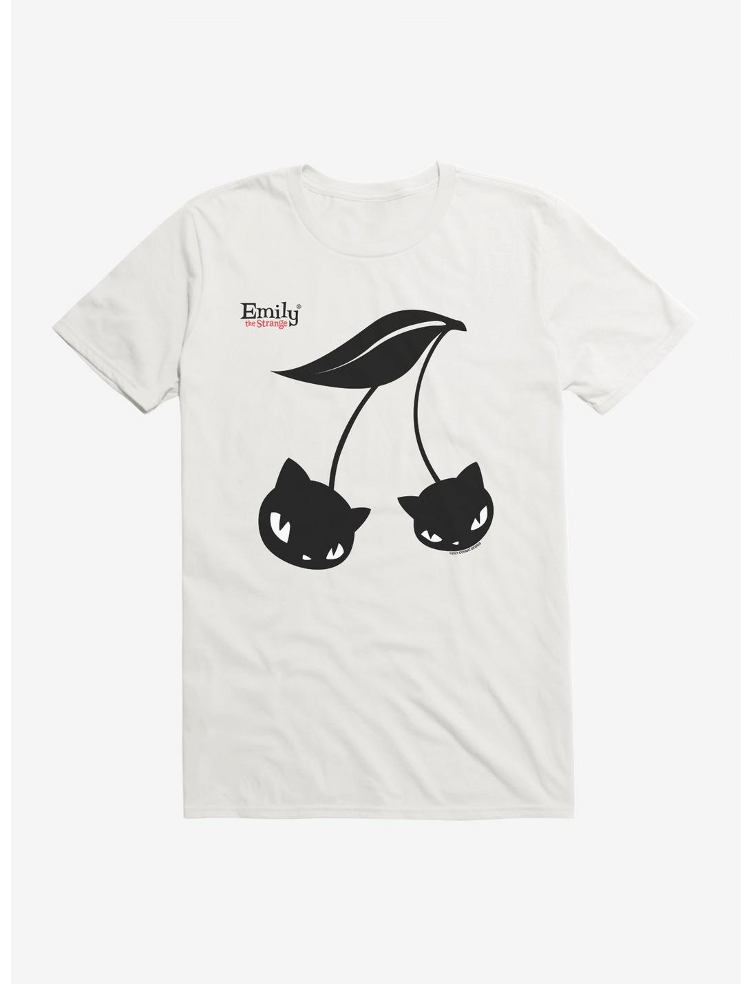 Emily The Strange Black Cherry Cats T-Shirt, WHITE, hi-res