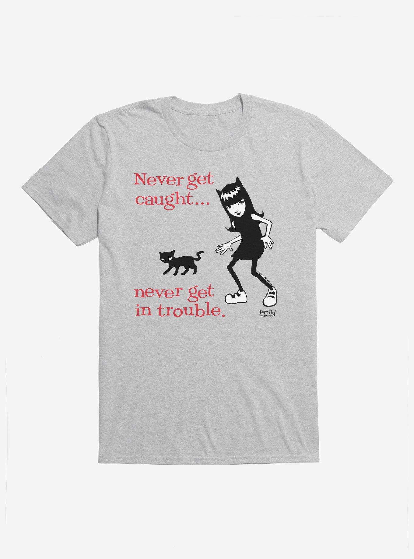 Emily The Strange Never Get Caught T-Shirt, HEATHER, hi-res