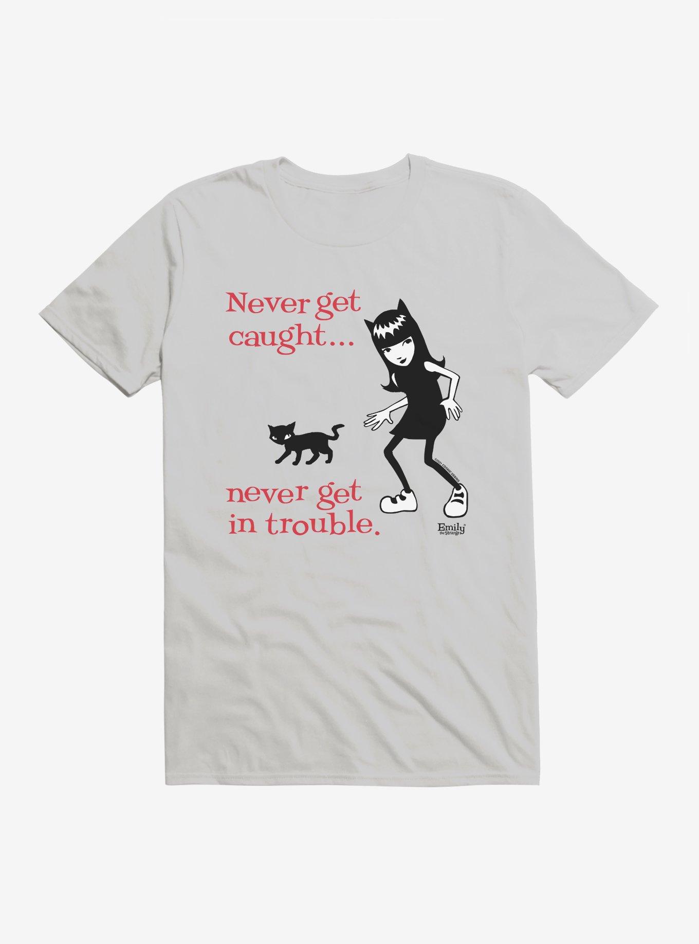 Emily The Strange Never Get Caught T-Shirt, SILVER, hi-res