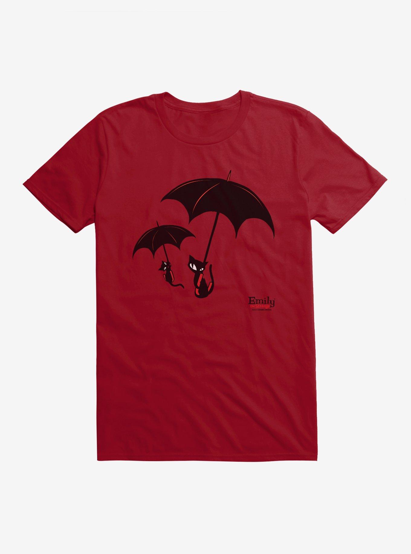 Emily The Strange Umbrella Cats T-Shirt, INDEPENDENCE RED, hi-res