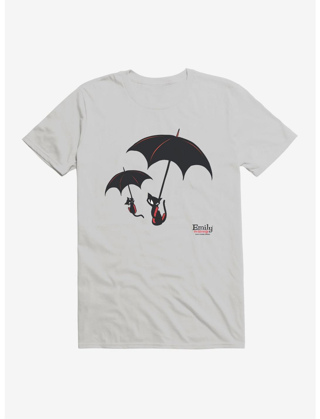 Emily The Strange Umbrella Cats T-Shirt, SILVER, hi-res
