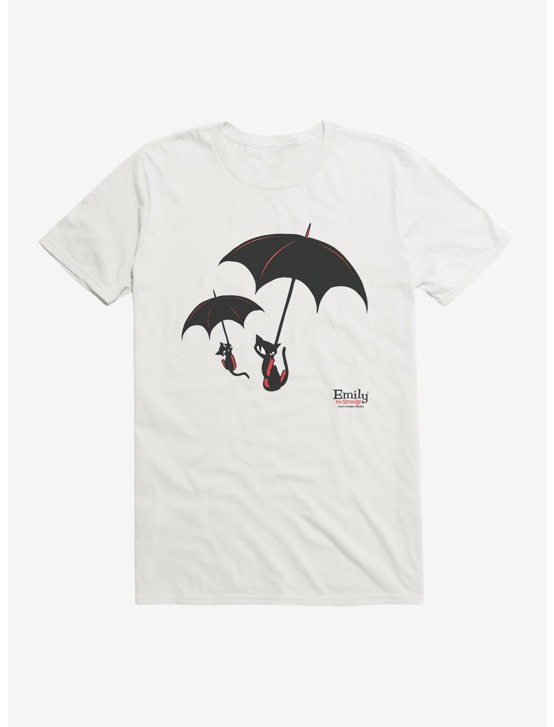 Emily The Strange Umbrella Cats T-Shirt, WHITE, hi-res