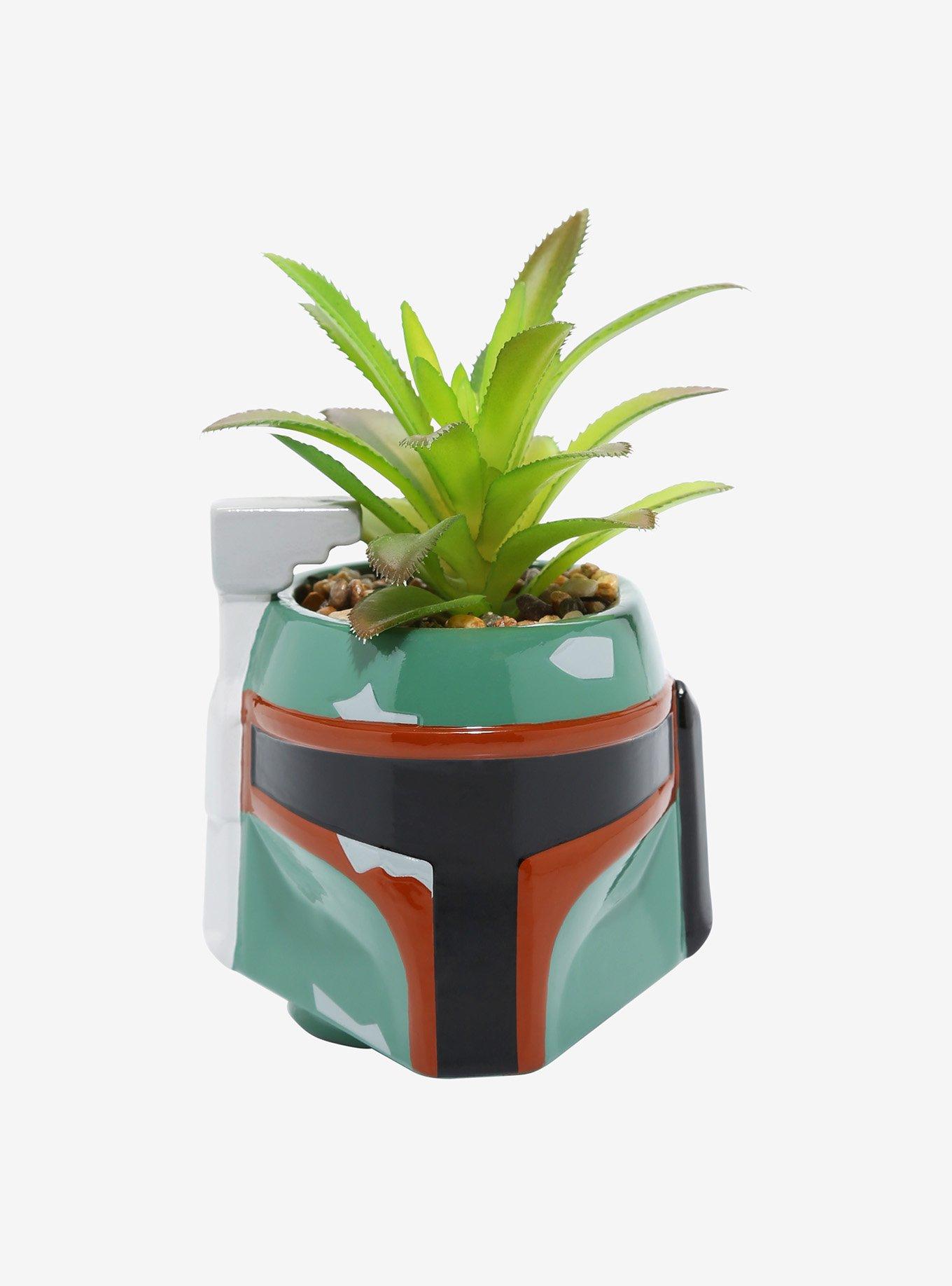 Star Wars Boba Fett Helmet Faux Succulent Planter, , hi-res