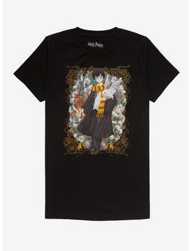 Harry Potter Floral Harry & Hedwig Portrait Women’s T-Shirt - BoxLunch Exclusive, BLACK, hi-res