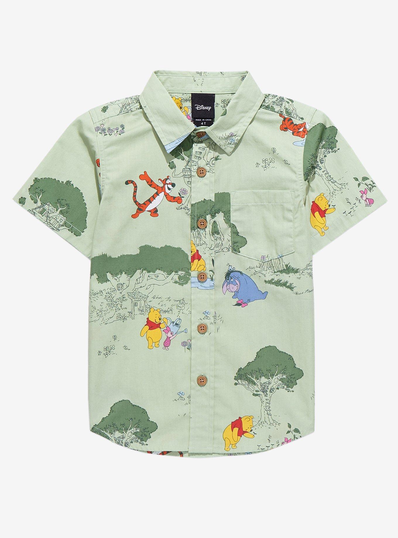 Disney Winnie the Pooh Earth Day Scenic Toddler Woven Button-Up - BoxLunch Exclusive, LIGHT GREEN, hi-res