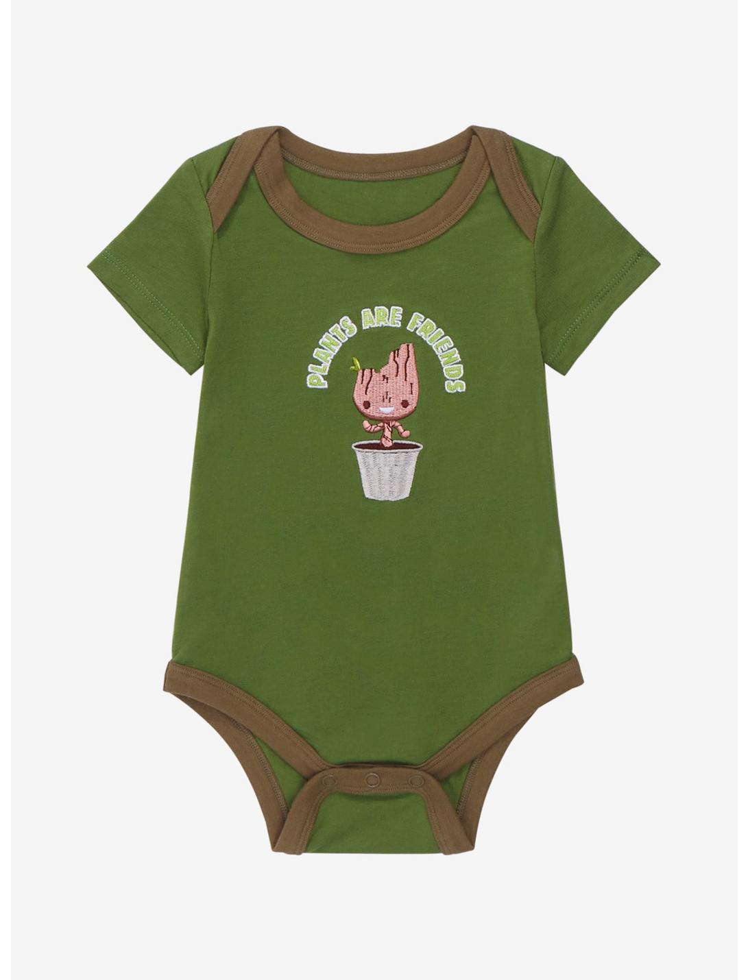 Marvel Guardians of the Galaxy Groot Friends Infant One-Piece - BoxLunch Exclusive, FOREST GREEN, hi-res