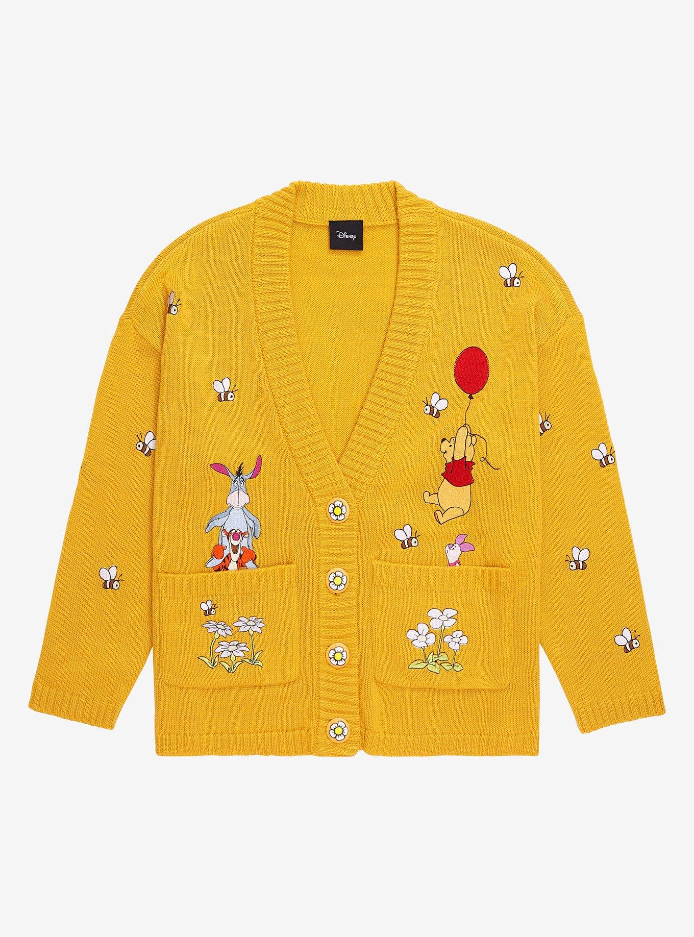 Disney Winnie the Pooh Pooh & Friends Embroidered Women’s Cardigan - BoxLunch Exclusive, MUSTARD, hi-res