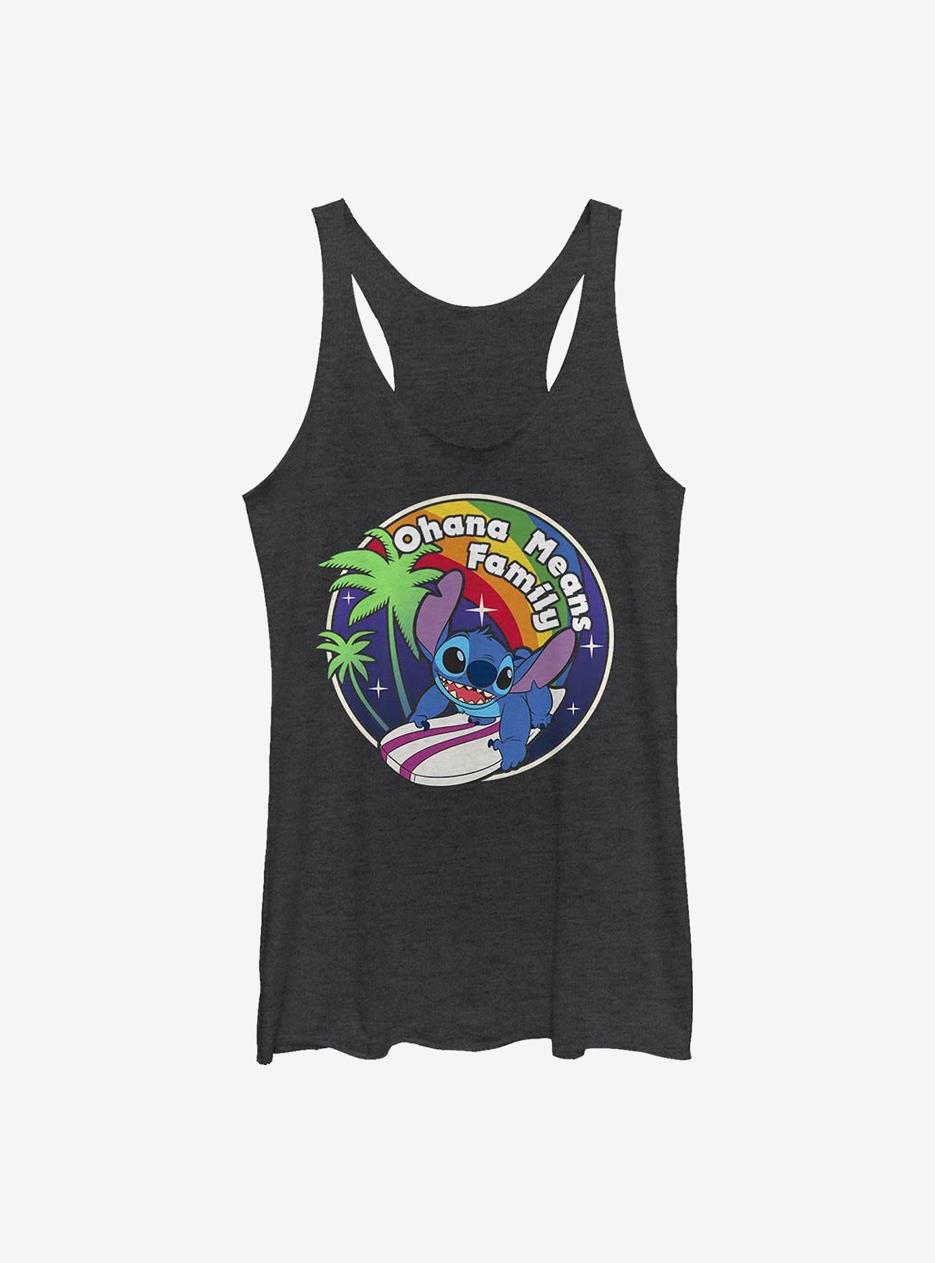 Disney Lilo & Stitch Rainbow Ohana Means Family Girls Tank, BLK HTR, hi-res