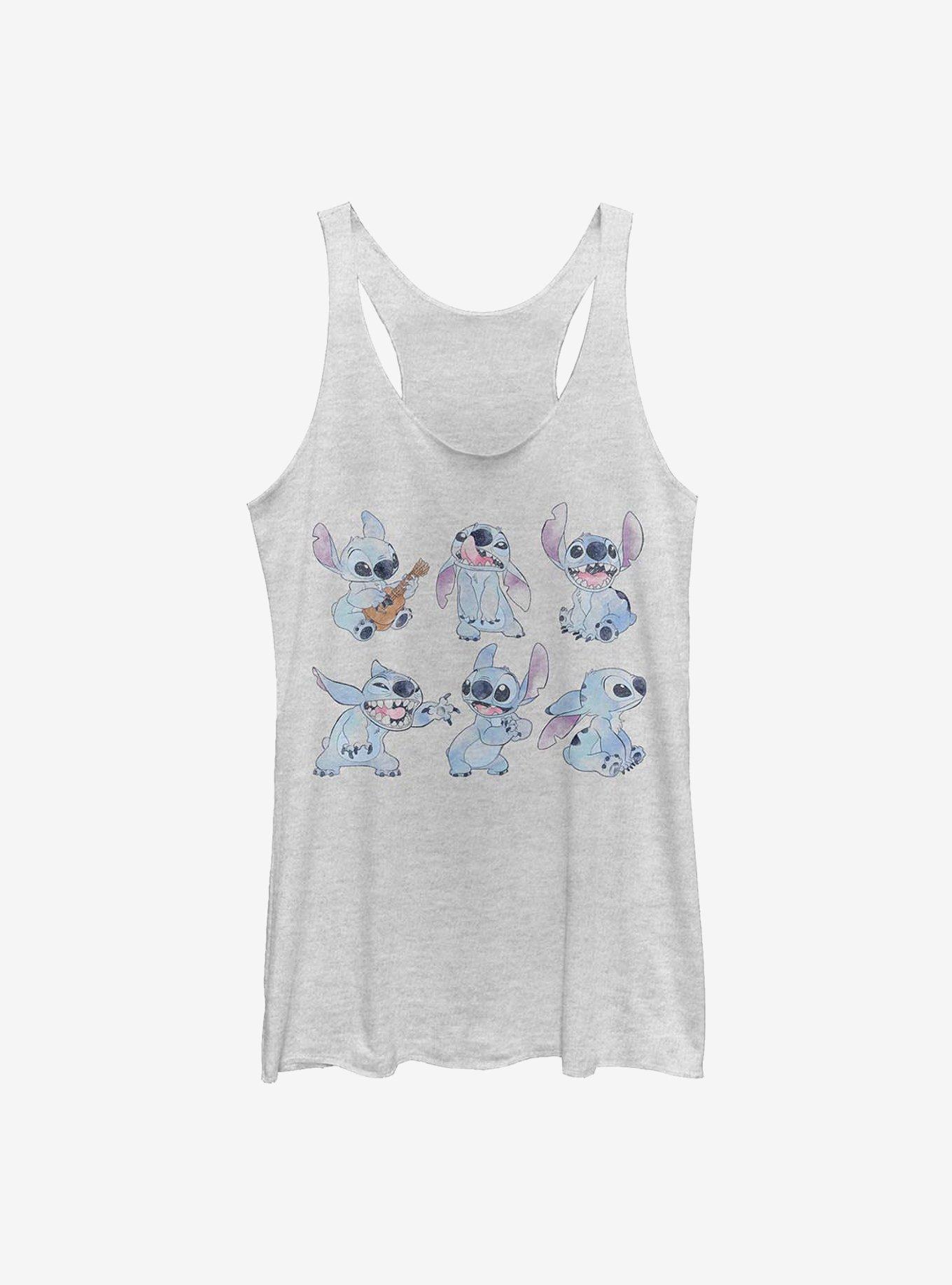 Disney Lilo & Stich Watercolor Girls Tank, WHITE HTR, hi-res