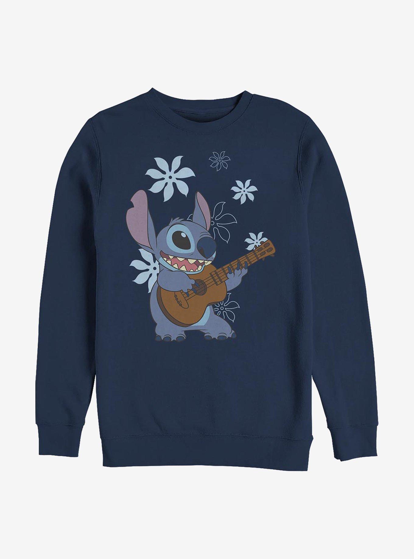 Disney Lilo & Stitch Flowers Crew Sweatshirt, NAVY, hi-res