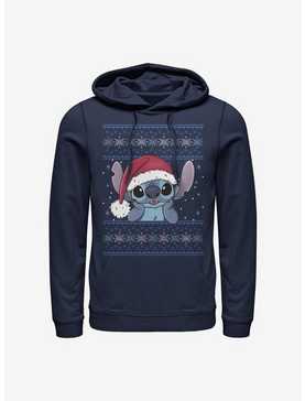 Disney Lilo & Stitch Holiday Stitch Wearing Santa Hat Hoodie, , hi-res