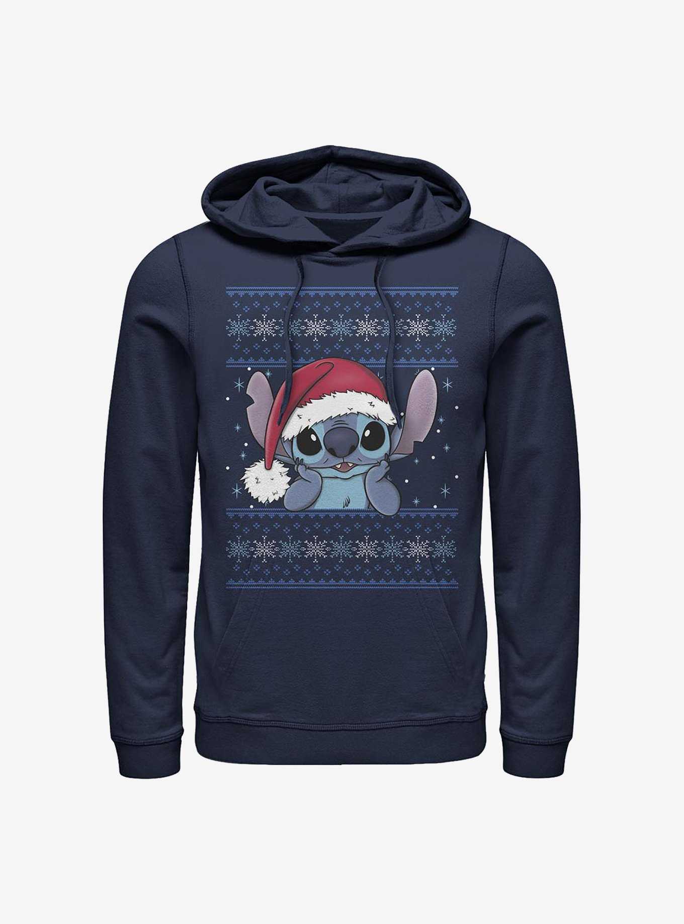 Disney Lilo & Stitch Holiday Stitch Wearing Santa Hat Hoodie, , hi-res
