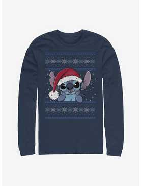 Disney Lilo & Stitch Holiday Stitch Wearing Santa Hat Long-Sleeve T-Shirt, , hi-res